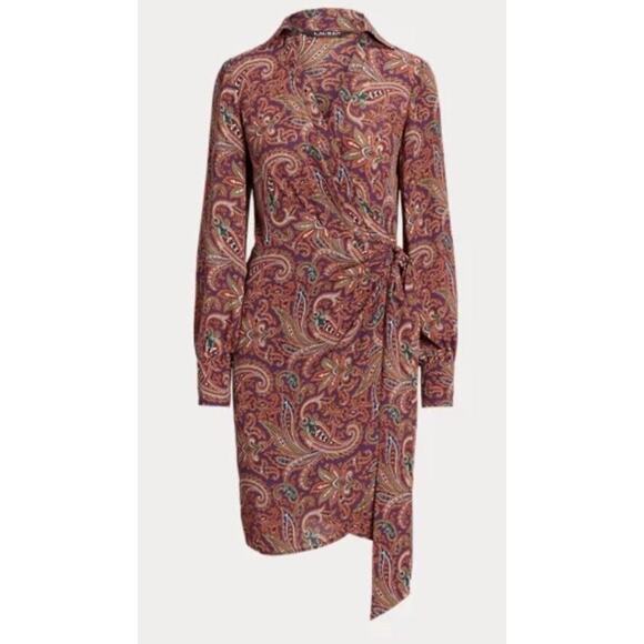 Lauren Ralph Lauren Women's Print Double-Faced Georgette Wrap Dress Size 16 NWT - Picture 3 of 12